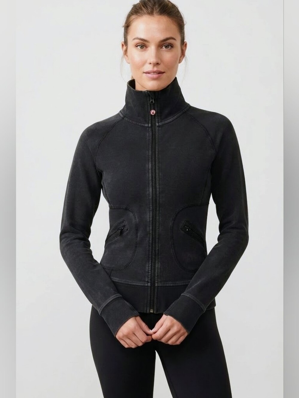 Lululemon Stride Jacket Black Full Zip Mock Neck Size 6 Small